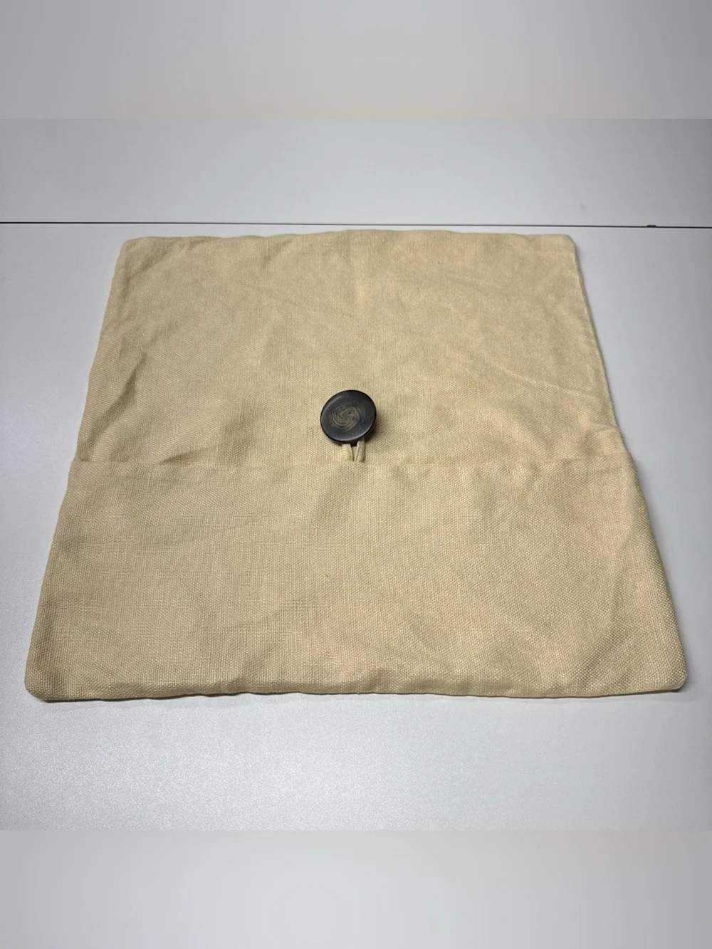 Pottery Barn Gold Light Yellow Pillow Cover 100% Linen Large Button 18